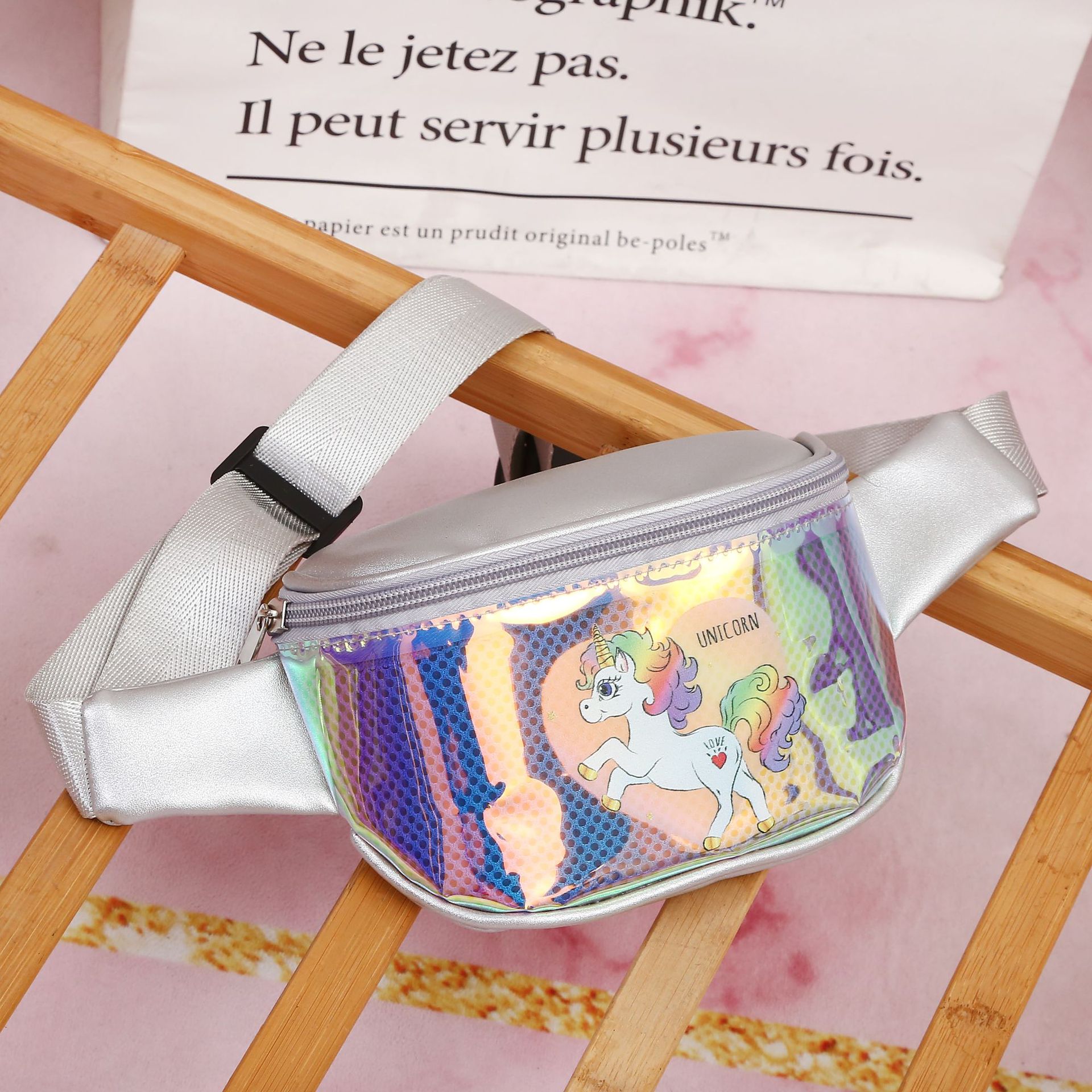 2021 Cross-Border Unicorn Waist Bag Cartoon Cute TPU Sports Chest Bag Children's Laser Crossbody Bag