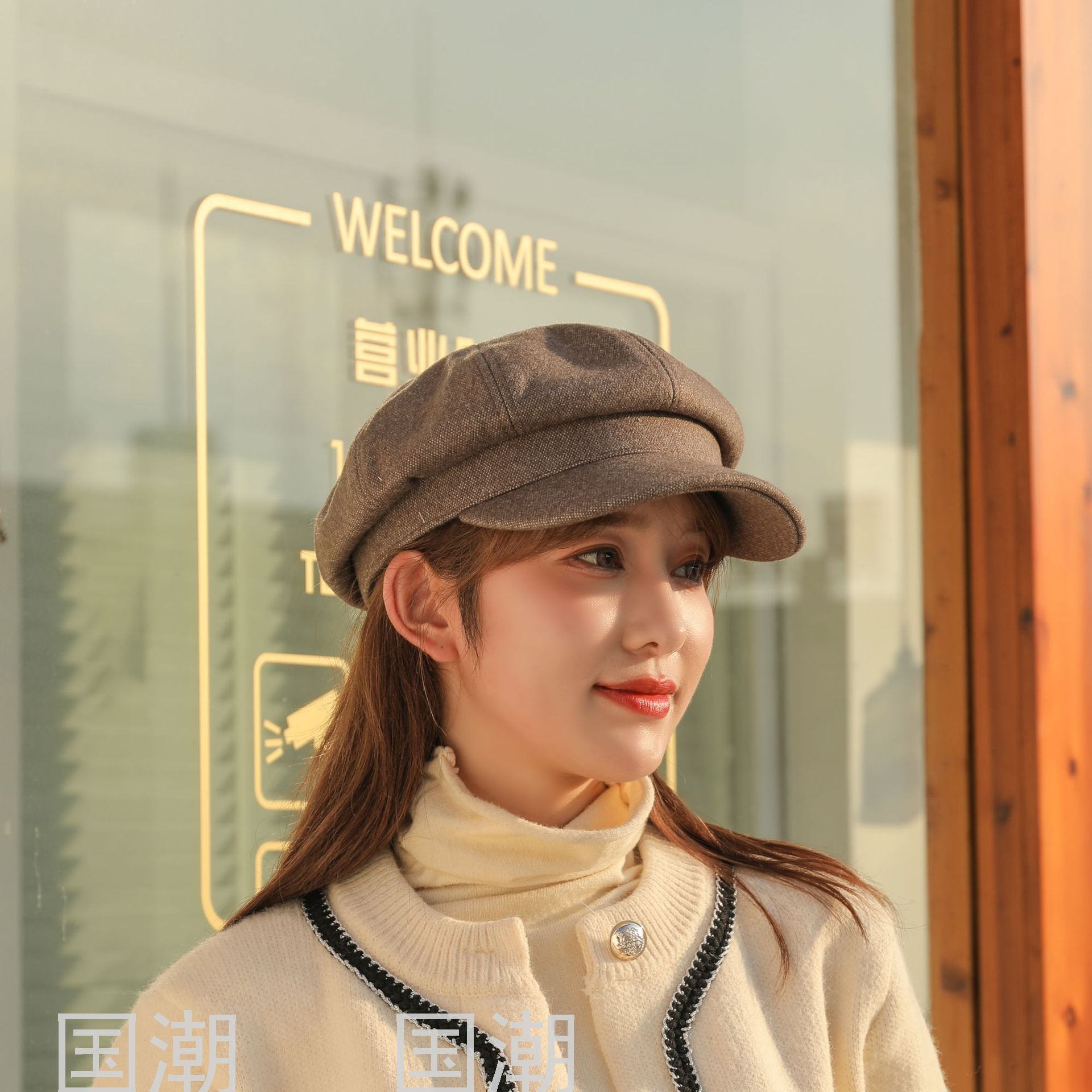 Korean Style Retro Octagonal Hat Children&#039;s Autumn and Winter New Peaked Cap Beret Trendy British Female Youth Paint