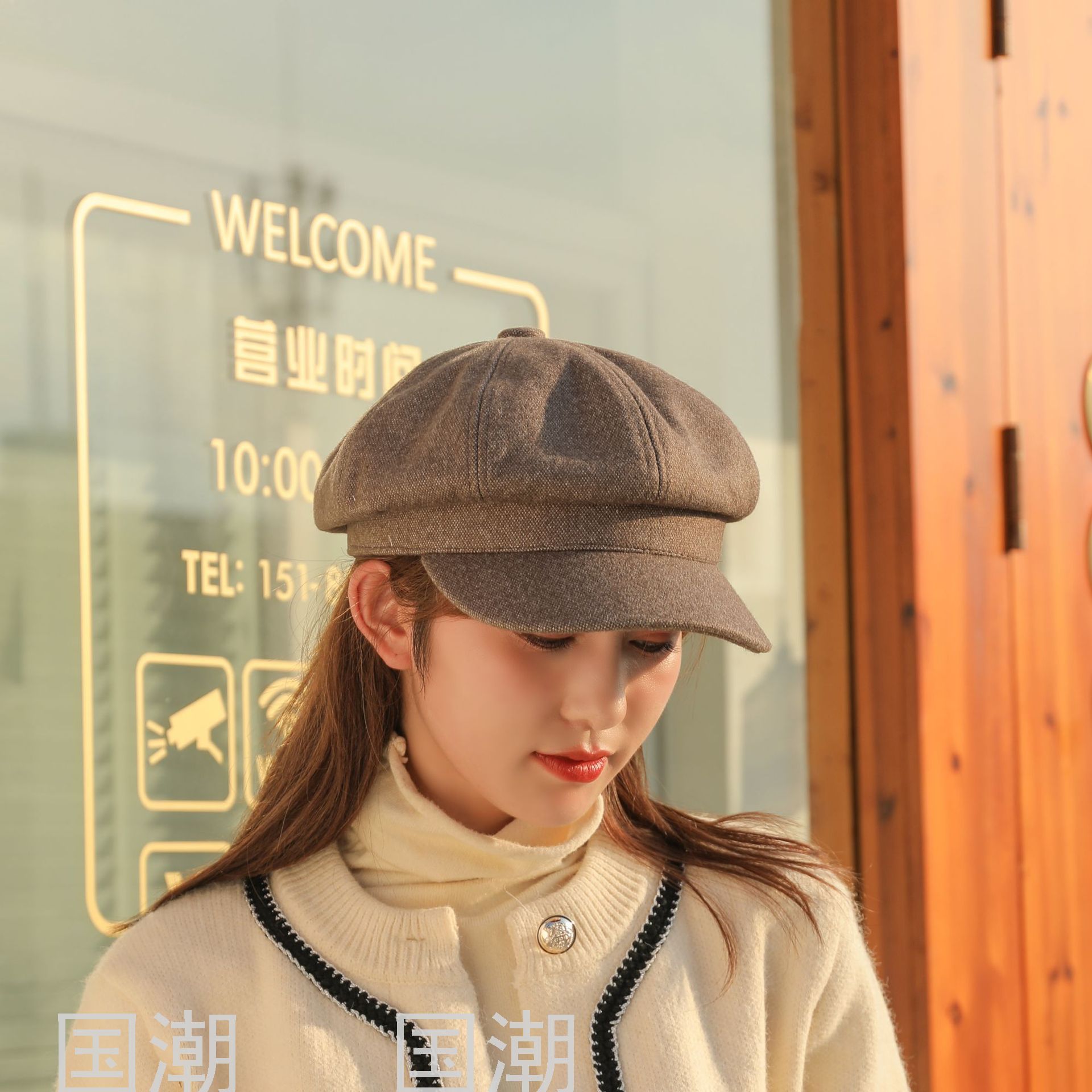 Korean Style Retro Octagonal Hat Children&#039;s Autumn and Winter New Peaked Cap Beret Trendy British Female Youth Paint