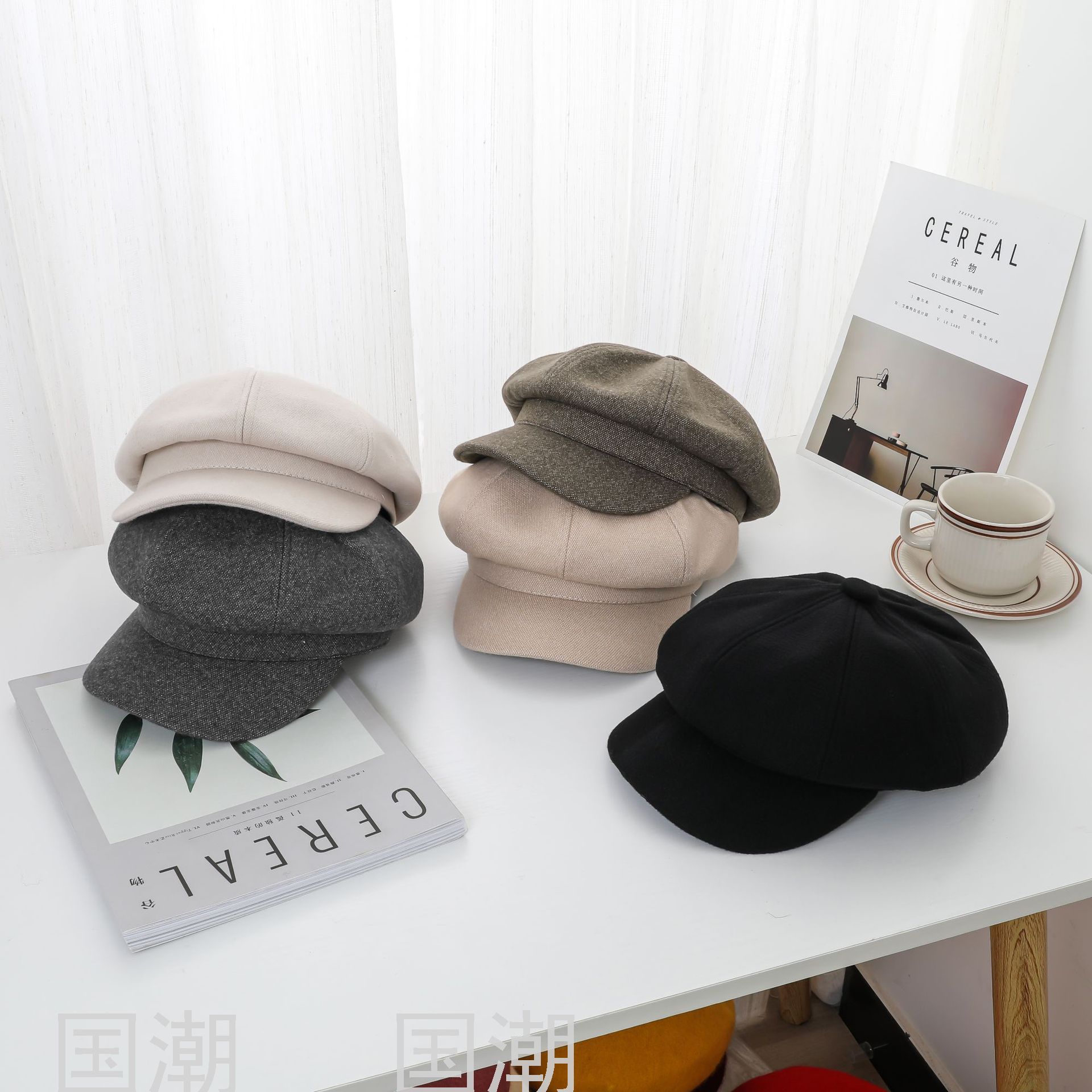 Korean Style Retro Octagonal Hat Children&#039;s Autumn and Winter New Peaked Cap Beret Trendy British Female Youth Paint
