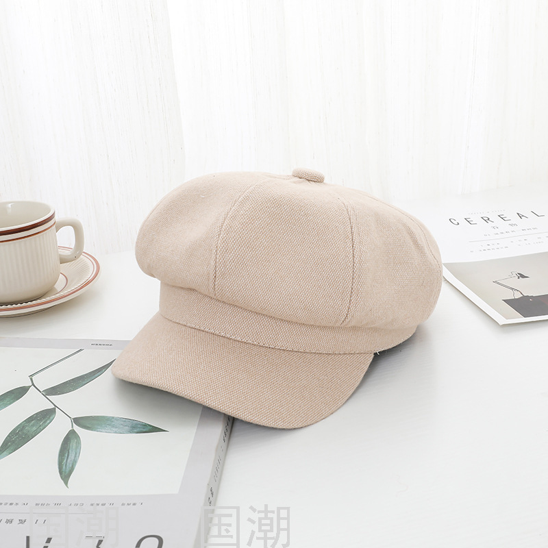 Korean Style Retro Octagonal Hat Children's Autumn and Winter New Peaked Cap Beret Trendy British Female Youth Paint