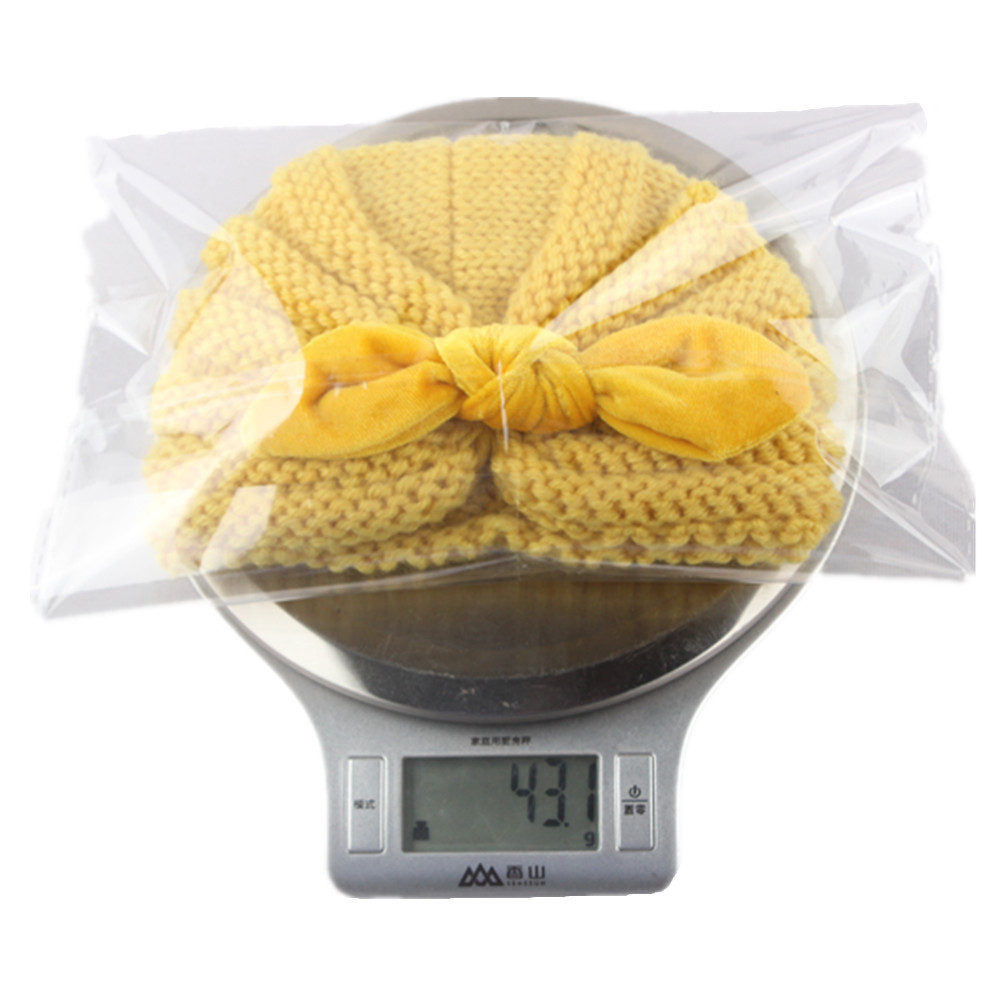 European and American 10 Colors Children's Gold Velvet Knotted Rabbit Ears Woolen Cap Baby Autumn and Winter Thermal Knitting