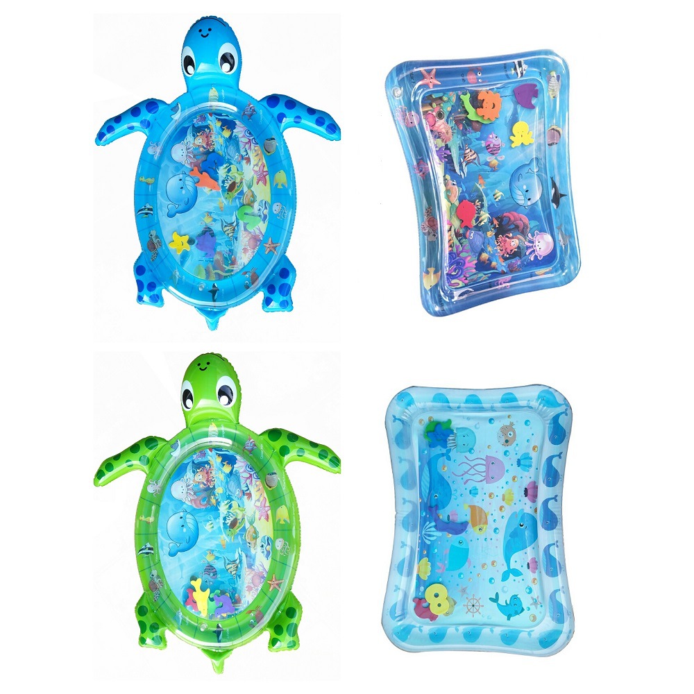The factory's new thickened blue sea turtle inflatable children's splash pad, baby toy pad The factory's new thickened blue sea turtle inflatable children's splash pad, baby toy pad