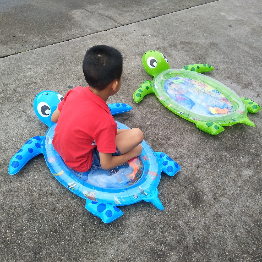The factory's new thickened blue sea turtle inflatable children's splash pad, baby toy pad The factory's new thickened blue sea turtle inflatable children's splash pad, baby toy pad