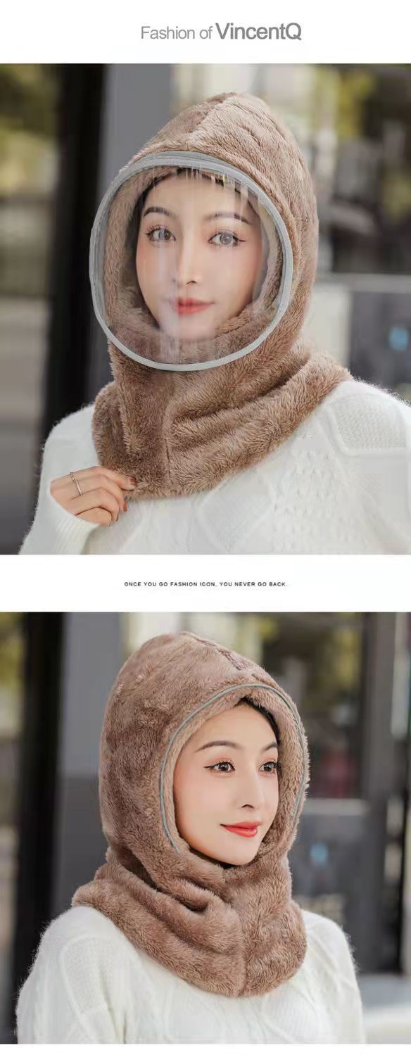 Windproof Sleeve Cap Toque Best-Seller on Douyin Autumn and Winter Scarf Integrated Hooded Cold-Proof Earmuffs Hat Factory Direct Sales