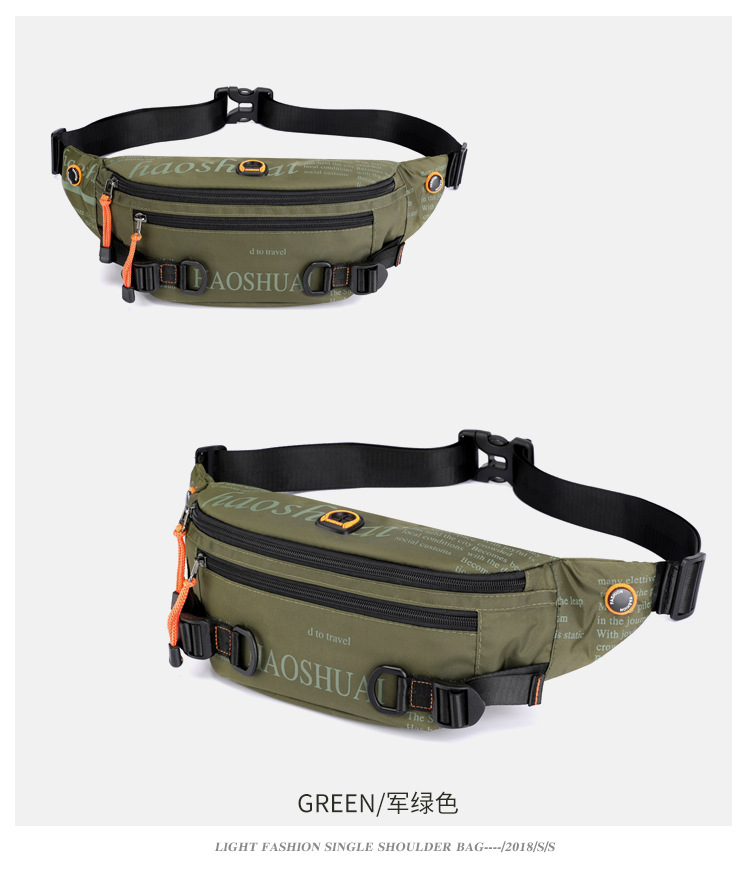 Exclusive for Cross-Border New Outdoor Men's Belt Bag Street Trendy Chest Bag Crossbody Bag Sports Running Personal Waist Bag