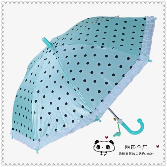 Children's fashion dot umbrella with lace long handle umbrella with whistle