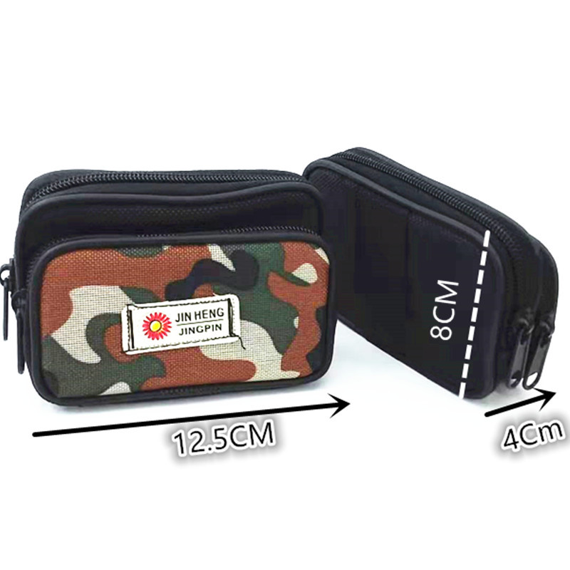 Low Price Promotion Small Size 2 Two Yuan Waist Bag Double Pull Coin Purse Men&#039;s Wallet Mobile Phone Bag Hot Sale