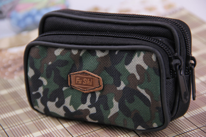 Low Price Promotion Small Size 2 Two Yuan Waist Bag Double Pull Coin Purse Men's Wallet Mobile Phone Bag Hot Sale
