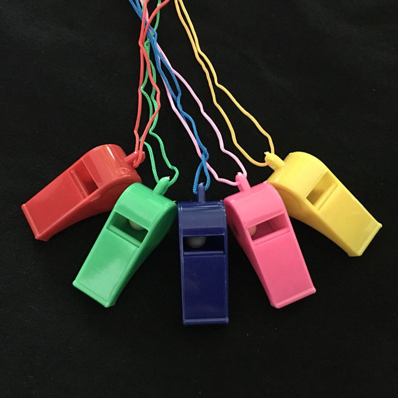 Sporting-goods plastic whistle children&#039;s toy color support the referee whistling fans hang the corded whistle