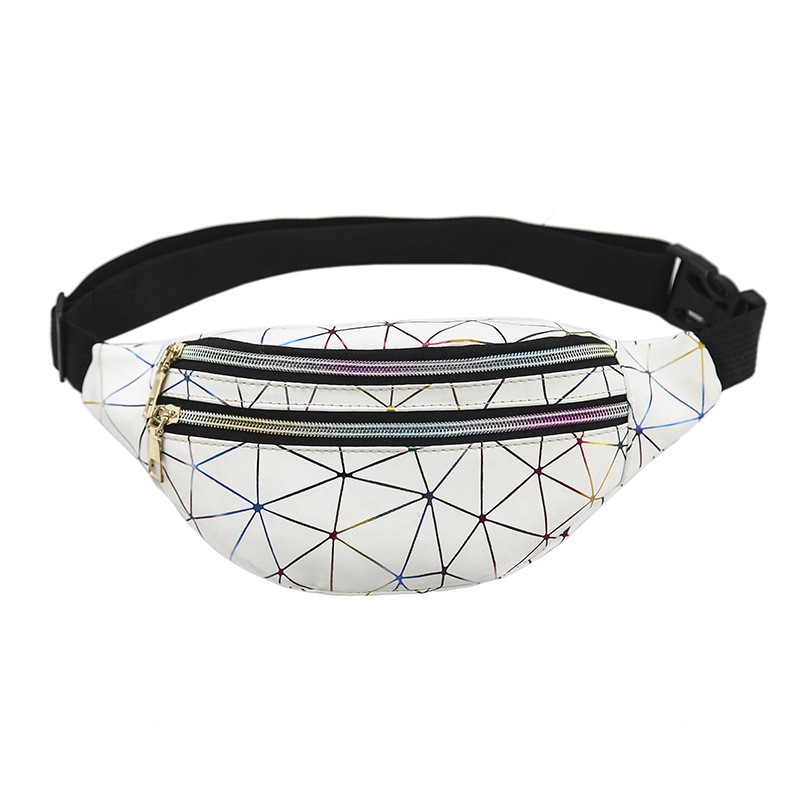 2021 New Waist Bag PU Leather Stitching Pattern Unisex Crossbody Bag Personalized Laser Waist Bag Beach Bag Chest Bag
