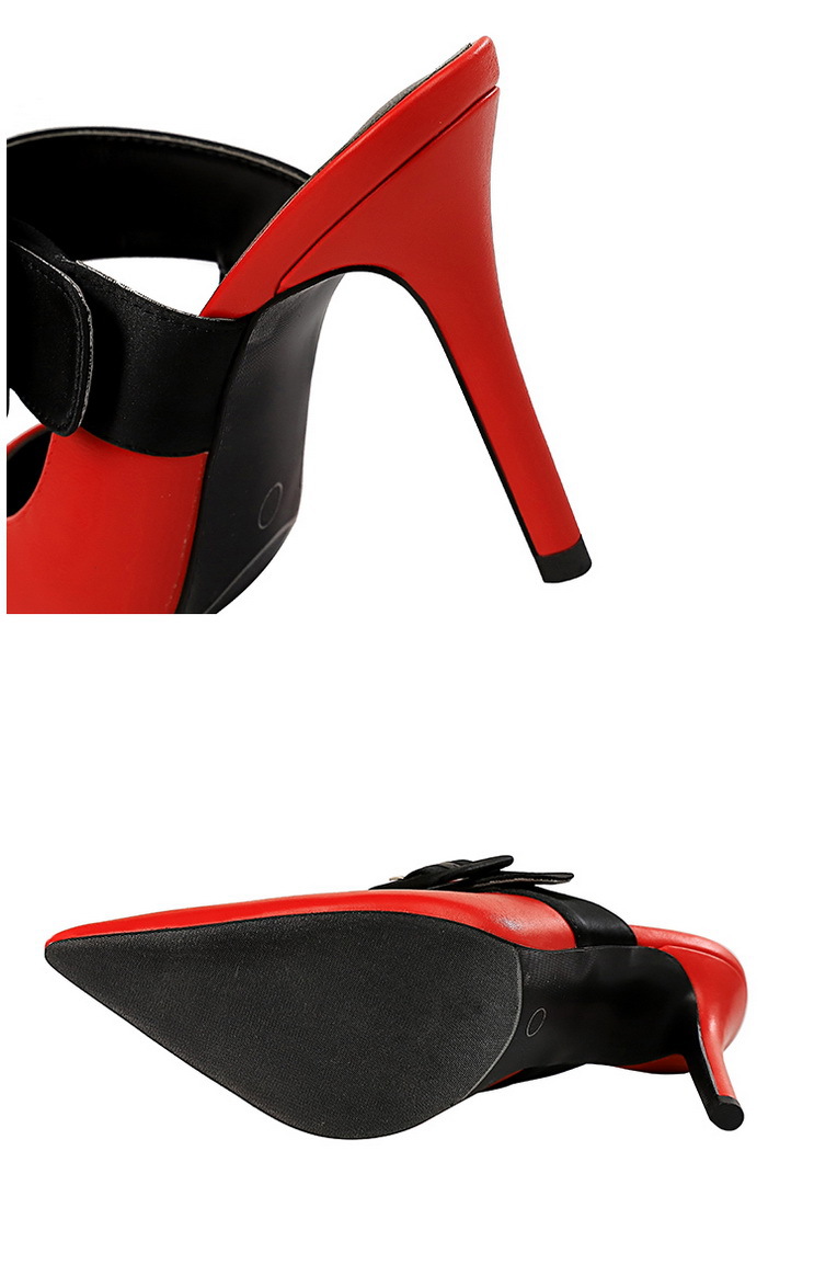 9551 Style Fashionable Simple Toe Cap Slipper Stiletto Heel Shallow Mouth Pointed Toe Strap Belt Buckle Women's Slippers