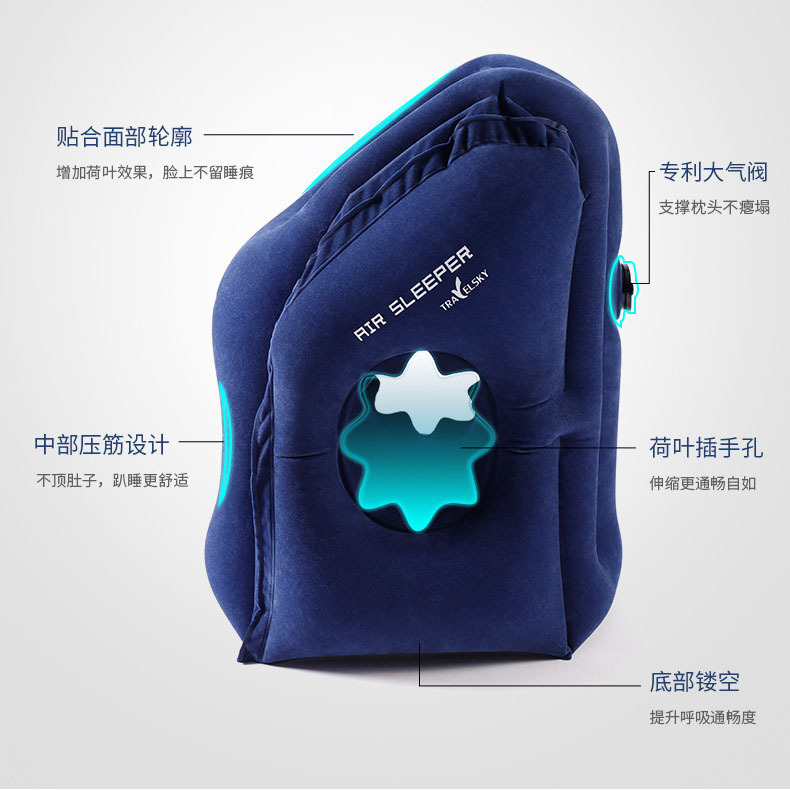 Neck Protection Siesta Stomach Sleeper Pillow Lunch Break Inflatable Travel Pillow Student Office Plane Inflatable Pillow Sleeping Pillow