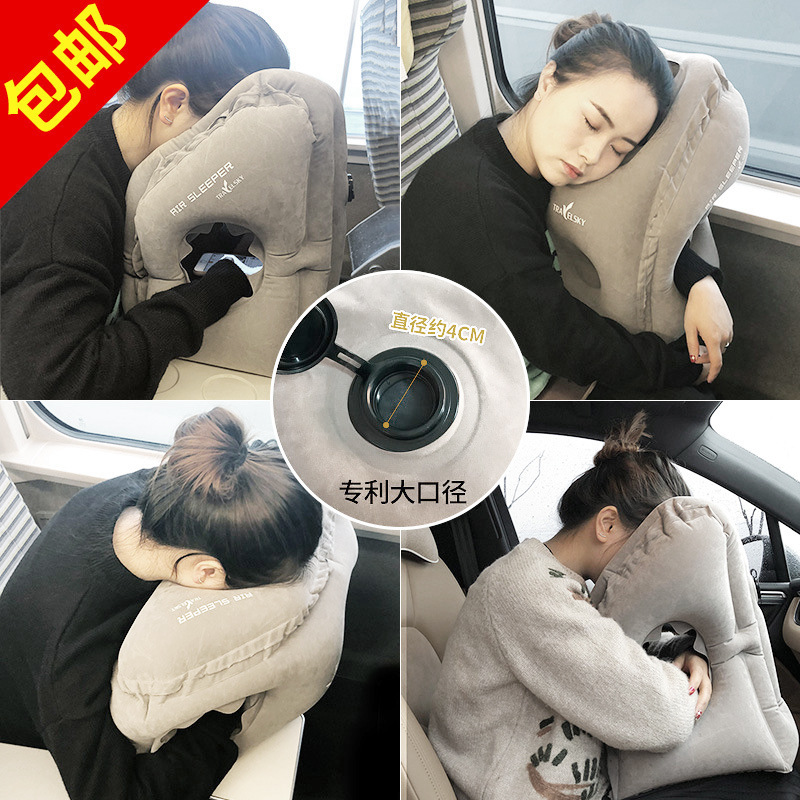 Neck Protection Siesta Stomach Sleeper Pillow Lunch Break Inflatable Travel Pillow Student Office Plane Inflatable Pillow Sleeping Pillow