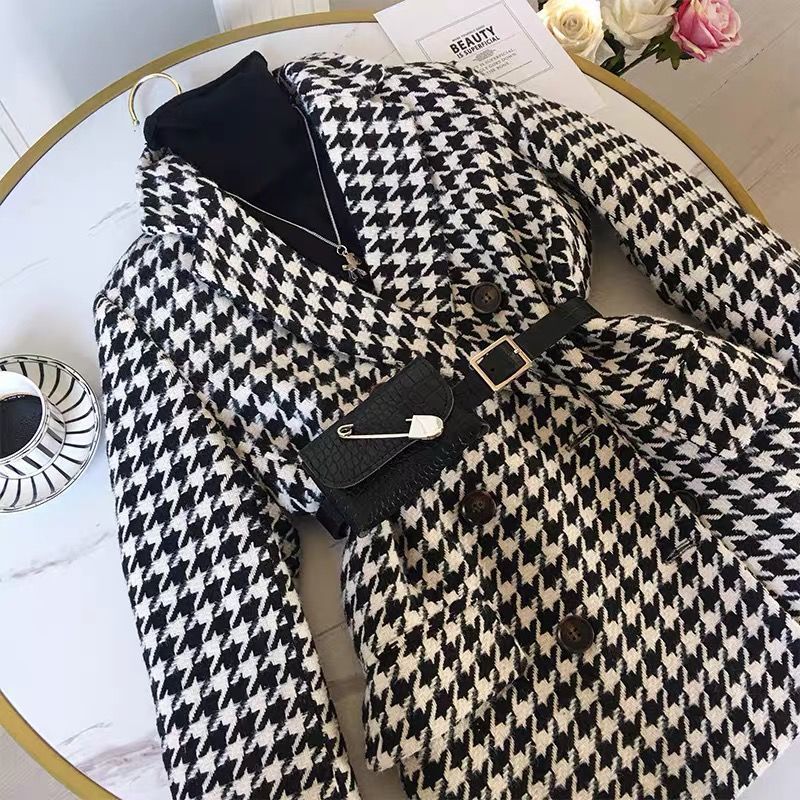 [Free Waist Bag] Small Suit 2021 New Spring and Autumn Suit Jacket Women&#039;s Fashionable Ins Woolen Coat Thickened
