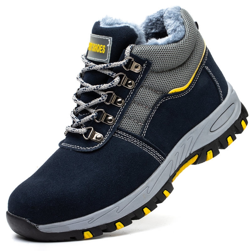 Winter Safety Shoes Men&#039;s Velvet Warm Cotton Shoes Steel Toe Cap Attack Shield and Anti-Stab Cold-Proof Construction Site Wear Resistance Non-Slip Shoes