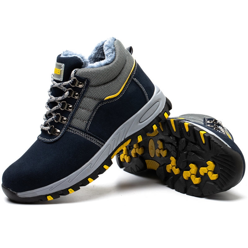 Winter Safety Shoes Men&#039;s Velvet Warm Cotton Shoes Steel Toe Cap Attack Shield and Anti-Stab Cold-Proof Construction Site Wear Resistance Non-Slip Shoes