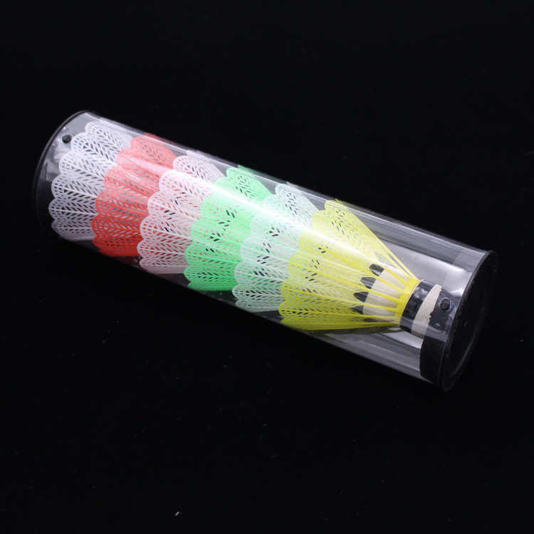 Six PVC transparent tube-mounted color plastic foam head badminton factory direct selling