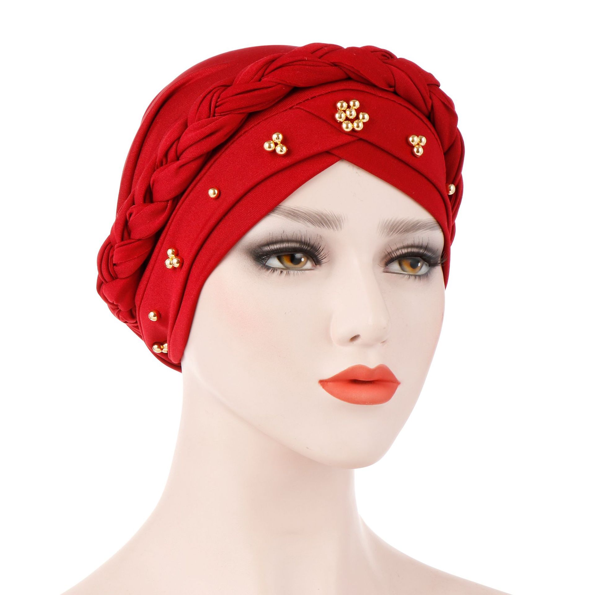 New Spring and Autumn Muslim Hooded Cap Milk Silk Monochrome Beaded Whip TamO'Shanter Spot New Spring and Autumn Muslim Hooded Cap Milk Silk Monochrome Beaded Whip TamO'Shanter Spot