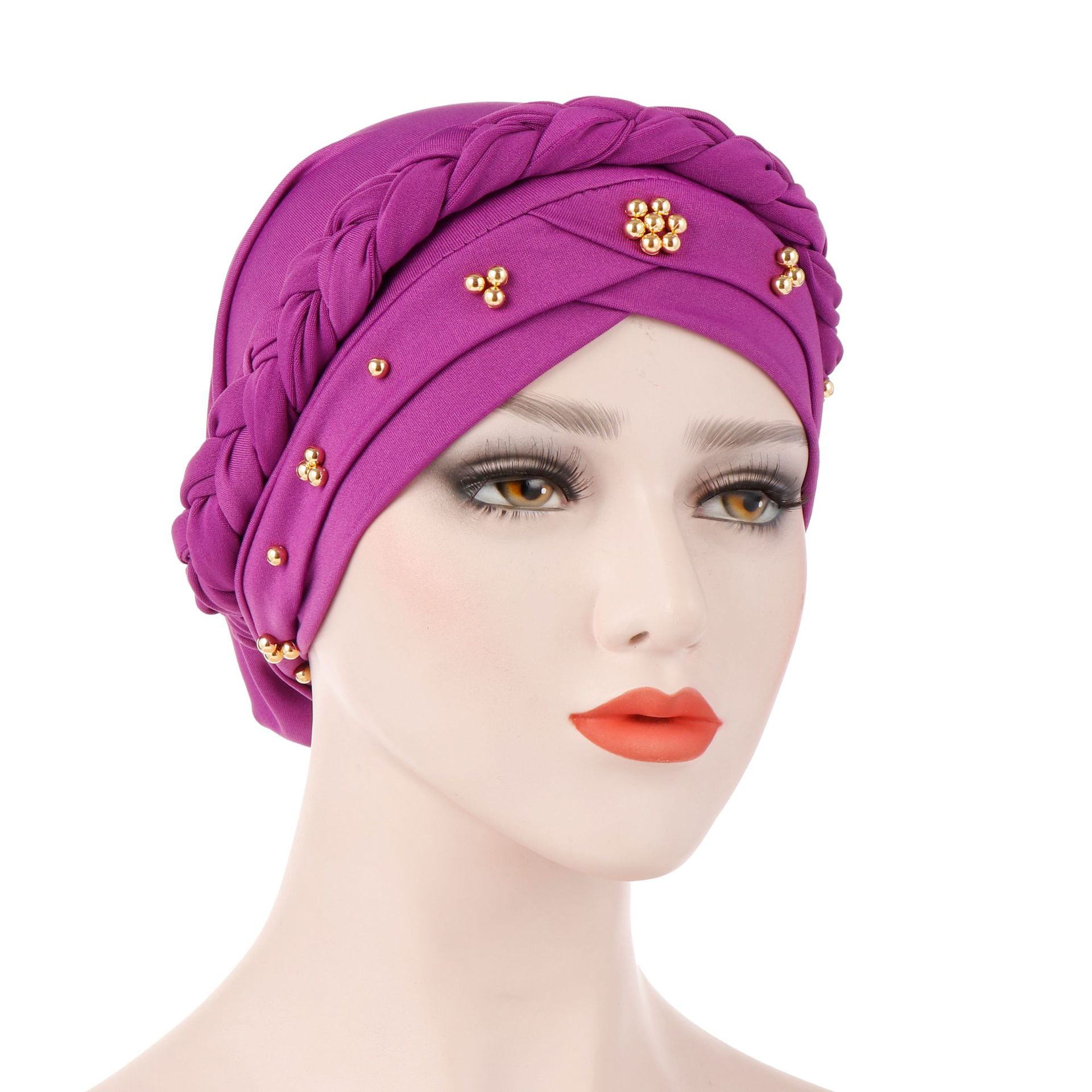 New Spring and Autumn Muslim Hooded Cap Milk Silk Monochrome Beaded Whip TamO'Shanter Spot New Spring and Autumn Muslim Hooded Cap Milk Silk Monochrome Beaded Whip TamO'Shanter Spot