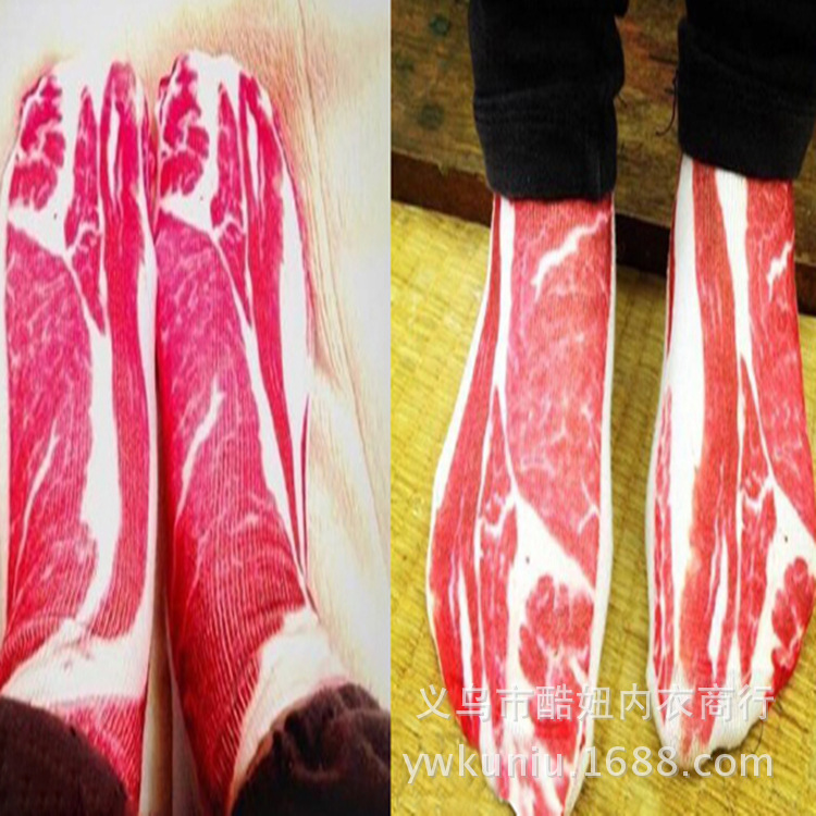 Personalized Pork Socks Creative Hunting Pork Color Socks Raw Flesh Color Men&#039;s and Women&#039;s Socks Ankle Socks Factory Direct Supply