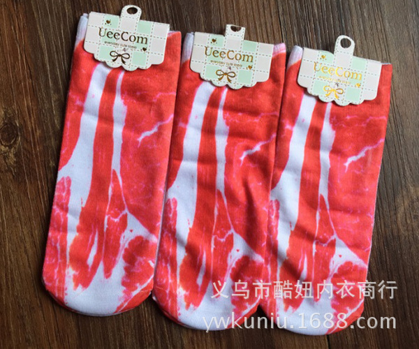 Personalized Pork Socks Creative Hunting Pork Color Socks Raw Flesh Color Men's and Women's Socks Ankle Socks Factory Direct Supply