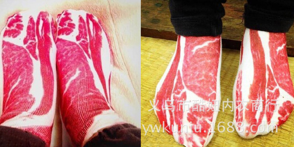 Personalized Pork Socks Creative Hunting Pork Color Socks Raw Flesh Color Men's and Women's Socks Ankle Socks Factory Direct Supply