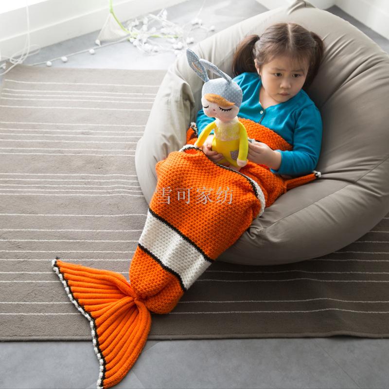 Knitted mermaid tail blankets available in stock nemo fish new knitted children&#039;s sleeping bag