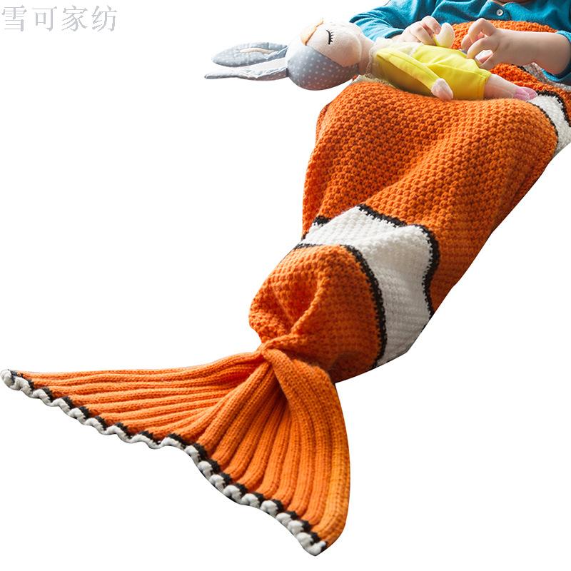 Knitted mermaid tail blankets available in stock nemo fish new knitted children's sleeping bag Knitted mermaid tail blankets available in stock nemo fish new knitted children's sleeping bag