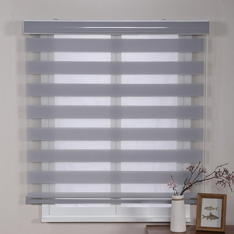 Single Color Venetian Blind Vertical Curtain Anti-Tear and Pull Roller Shutter Lifting Double Soft Gauze Curtain UV-Proof