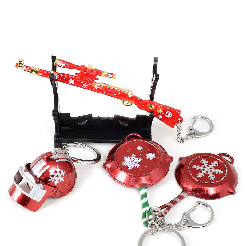 PUBG Game Peripheral Metal Weapon Model Keychain AKM 98K Jesus Survival 12cm Gift Pendant