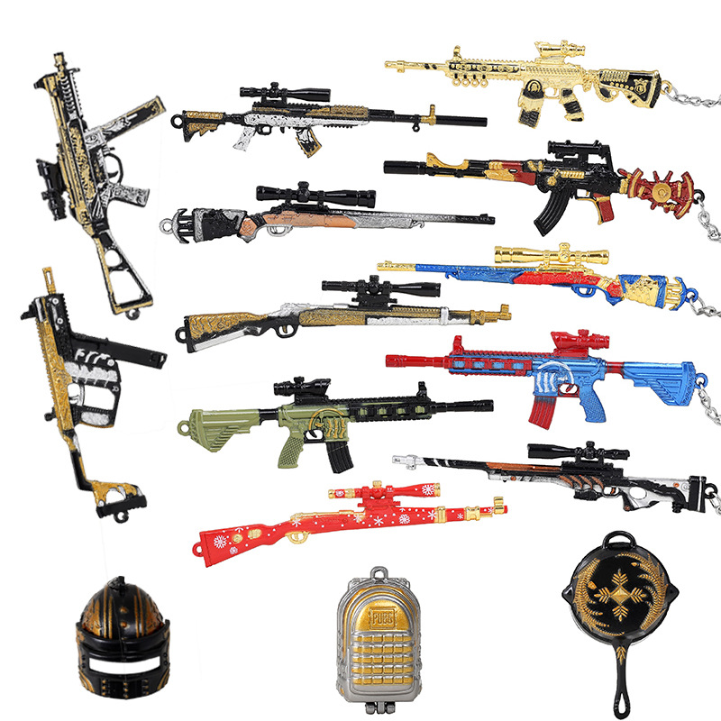 PUBG Game Peripheral Metal Weapon Model Keychain AKM 98K Jesus Survival 12cm Gift Pendant PUBG Game Peripheral Metal Weapon Model Keychain AKM 98K Jesus Survival 12cm Gift Pendant