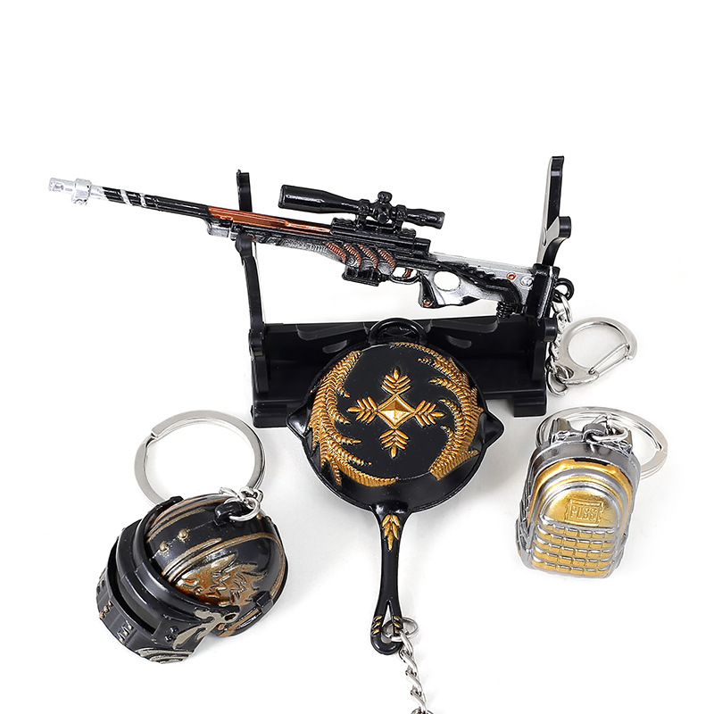 PUBG Game Peripheral Metal Weapon Model Keychain AKM 98K Jesus Survival 12cm Gift Pendant