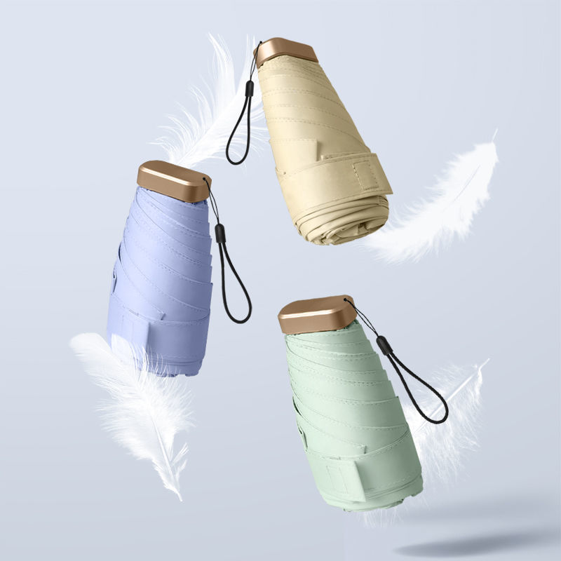 14cm Six Fold Flat Mini Pocket Sun-Proof UV Protection Sun Umbrella Rain and Rain Dual-Use Five Fold Small Umbrella