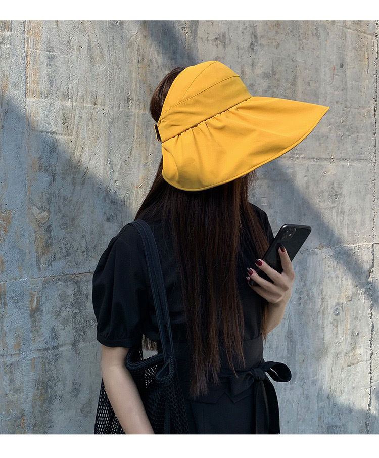 Japanese Sun-Proof Bucket Hat Women's Summer UV-Proof Air Top Vinyl Big Brim Foldable Headless Hat