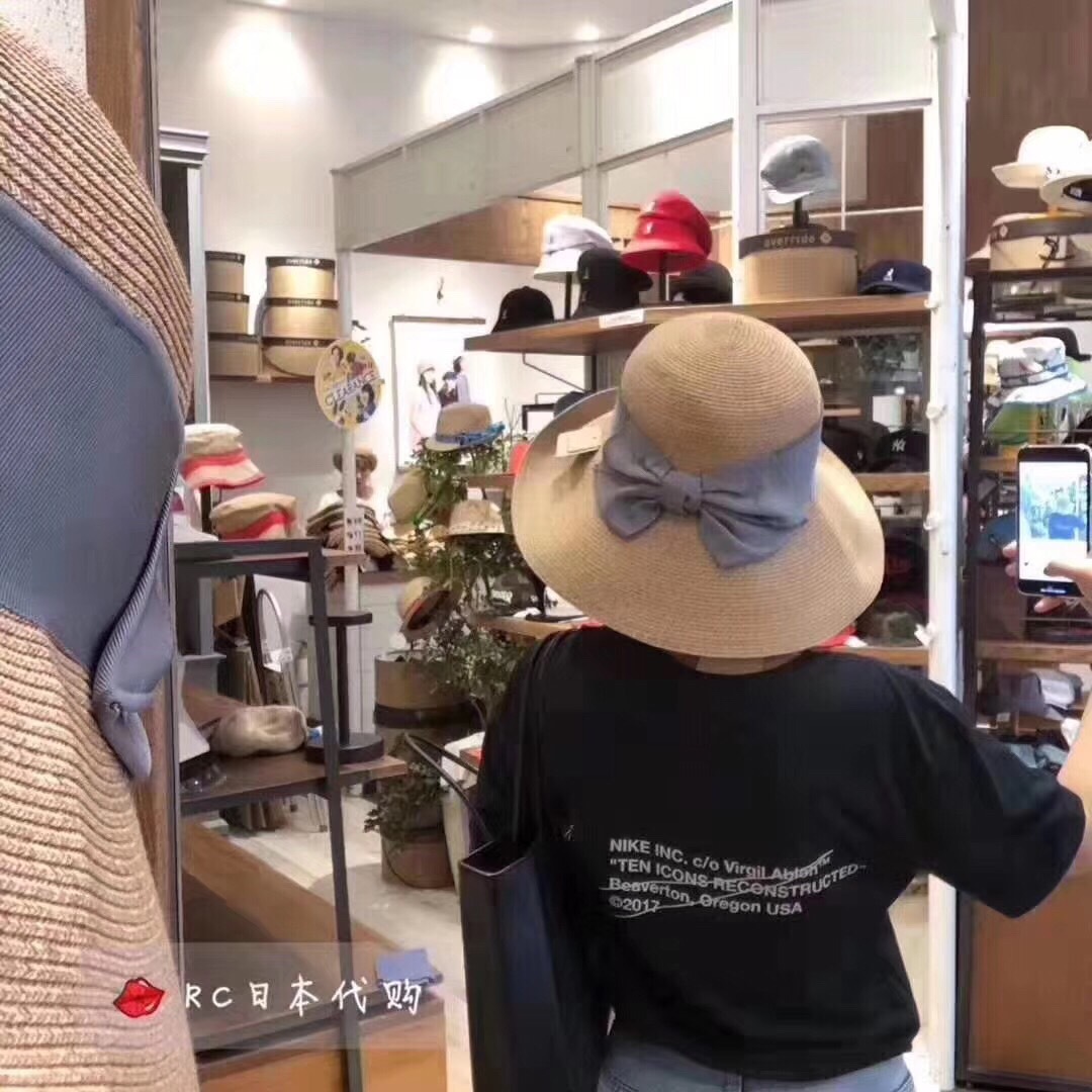 Sun Li Same Product Sun-Proof UV Japanese Paper Straw Hat Spring and Summer Foldable Bow Beach Bucket Hat Women