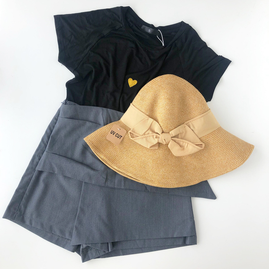 Sun Li Same Product Sun-Proof UV Japanese Paper Straw Hat Spring and Summer Foldable Bow Beach Bucket Hat Women