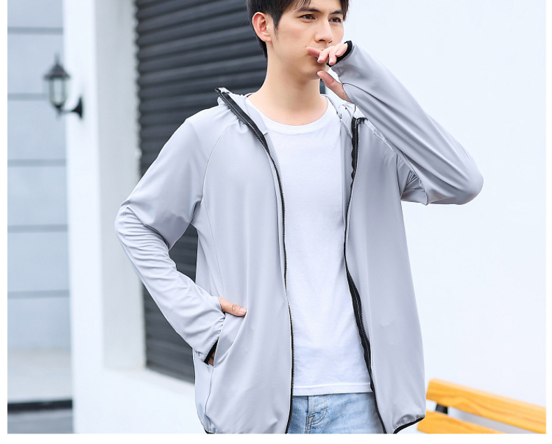 Sun Protection Clothing Men's Summer Ice Silk Fishing Sun-Proof Clothes Cycling Take-out Men's Thin Breathable and UV-Resistant Outdoor Set