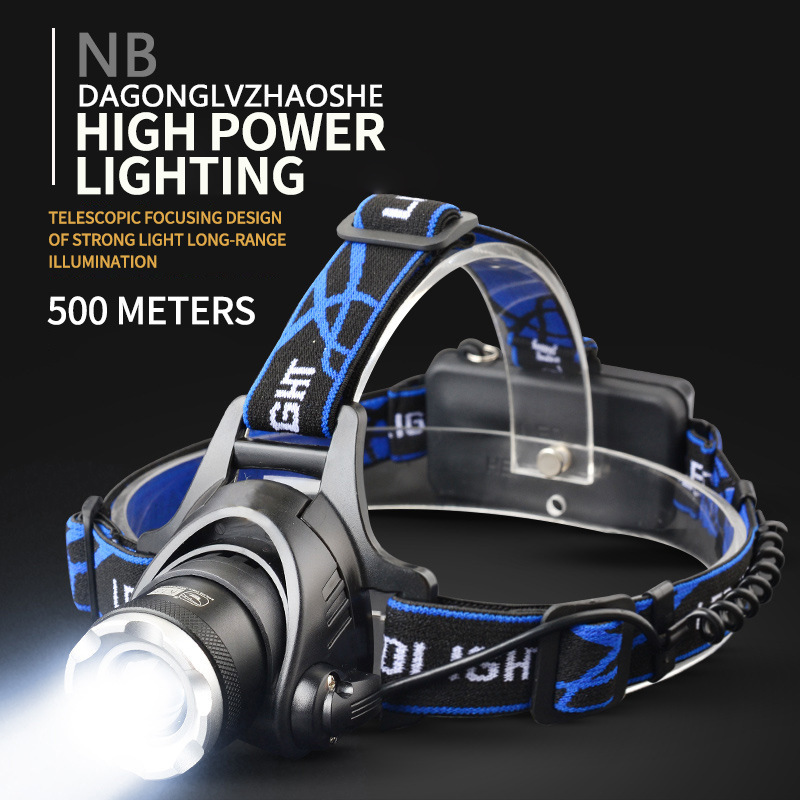 Headlight LED Outdoor T6 Telescopic Zoom LongRange Charging Focusing Strong Light Headwear Flashlight Hunting Fishing