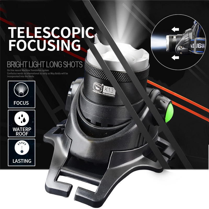 Headlight LED Outdoor T6 Telescopic Zoom LongRange Charging Focusing Strong Light Headwear Flashlight Hunting Fishing