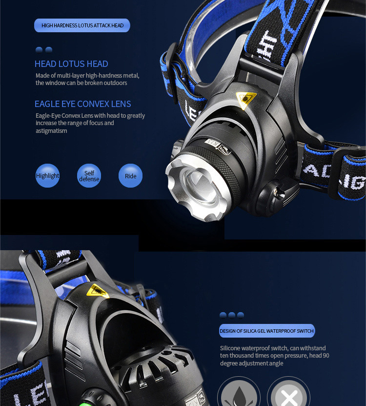 Headlight LED Outdoor T6 Telescopic Zoom LongRange Charging Focusing Strong Light Headwear Flashlight Hunting Fishing Headlight LED Outdoor T6 Telescopic Zoom LongRange Charging Focusing Strong Light Headwear Flashlight Hunting Fishing