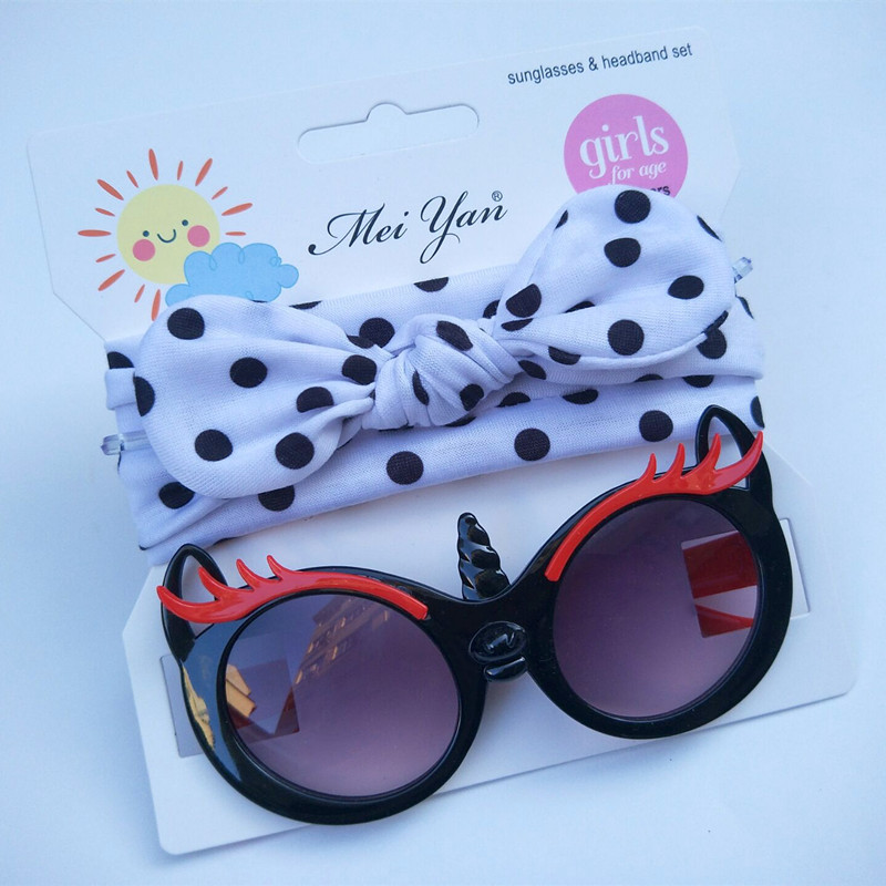 Children&#039;s Hair Band Sunglasses Set Kitty Cartoon Sunglasses Children Outdoor UV-Proof Sunglasses Wholesale