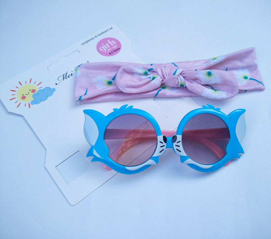 Children's Hair Band Sunglasses Set Kitty Cartoon Sunglasses Children Outdoor UV-Proof Sunglasses Wholesale Children's Hair Band Sunglasses Set Kitty Cartoon Sunglasses Children Outdoor UV-Proof Sunglasses Wholesale
