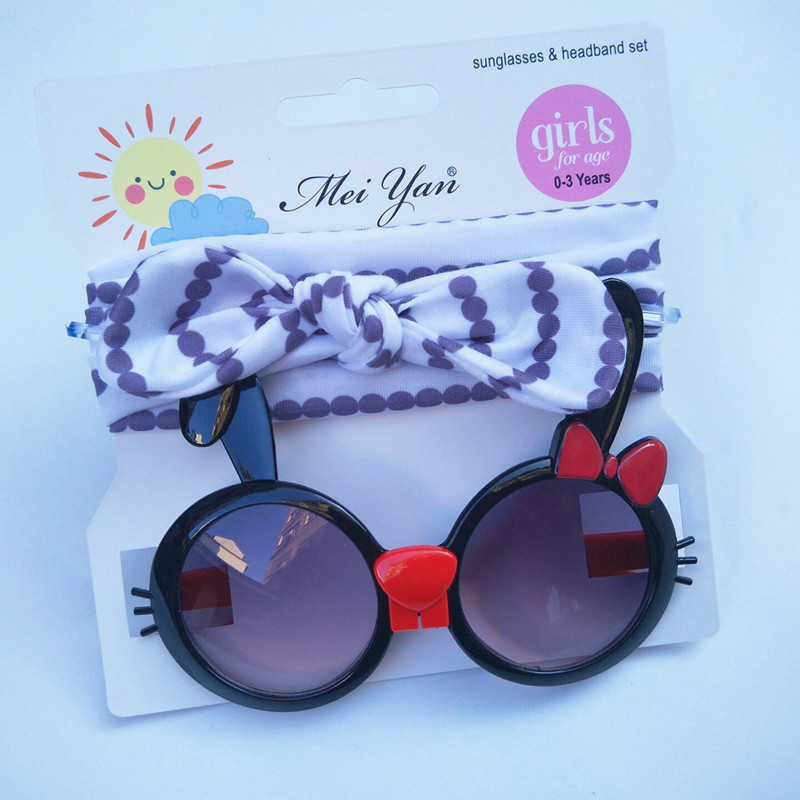 Children's Hair Band Sunglasses Set Kitty Cartoon Sunglasses Children Outdoor UV-Proof Sunglasses Wholesale Children's Hair Band Sunglasses Set Kitty Cartoon Sunglasses Children Outdoor UV-Proof Sunglasses Wholesale