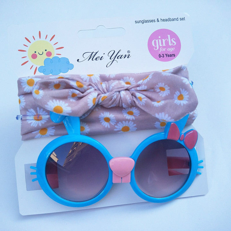 Children's Hair Band Sunglasses Set Kitty Cartoon Sunglasses Children Outdoor UV-Proof Sunglasses Wholesale Children's Hair Band Sunglasses Set Kitty Cartoon Sunglasses Children Outdoor UV-Proof Sunglasses Wholesale