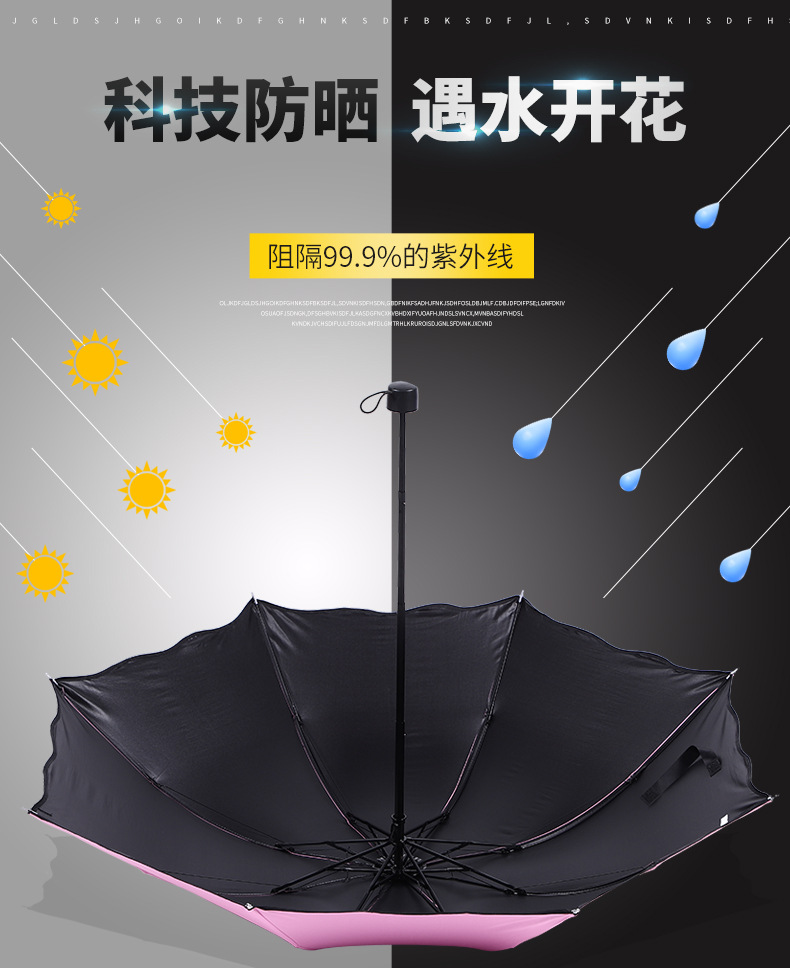 Water Blossom Umbrella Vinyl Sun Protective UV-Proof Sun Umbrella Sun Shade Rain Dual-Use Three-Fold 8-Bone Folding Umbrella Water Blossom Umbrella Vinyl Sun Protective UV-Proof Sun Umbrella Sun Shade Rain Dual-Use Three-Fold 8-Bone Folding Umbrella