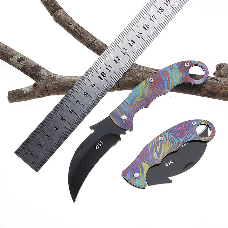 Color Handle Outdoor Folding Knife Lockless Camping Survival Claw Knife Practical Stainless Steel Type Fruit Knife W58 a Folding Knife