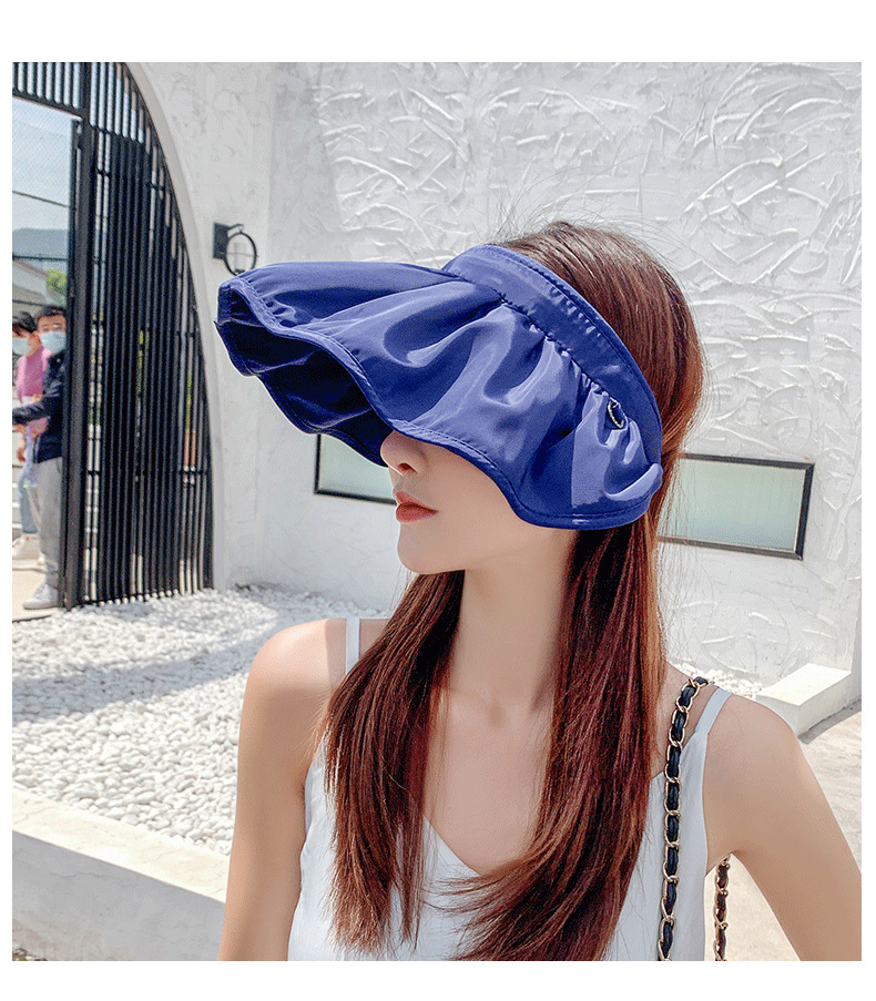 Factory Wholesale! Foldable Sun-Proof Face Cover Sun Hat Tide Shell Bucket Hat UV Protection Crownless Sun Hat