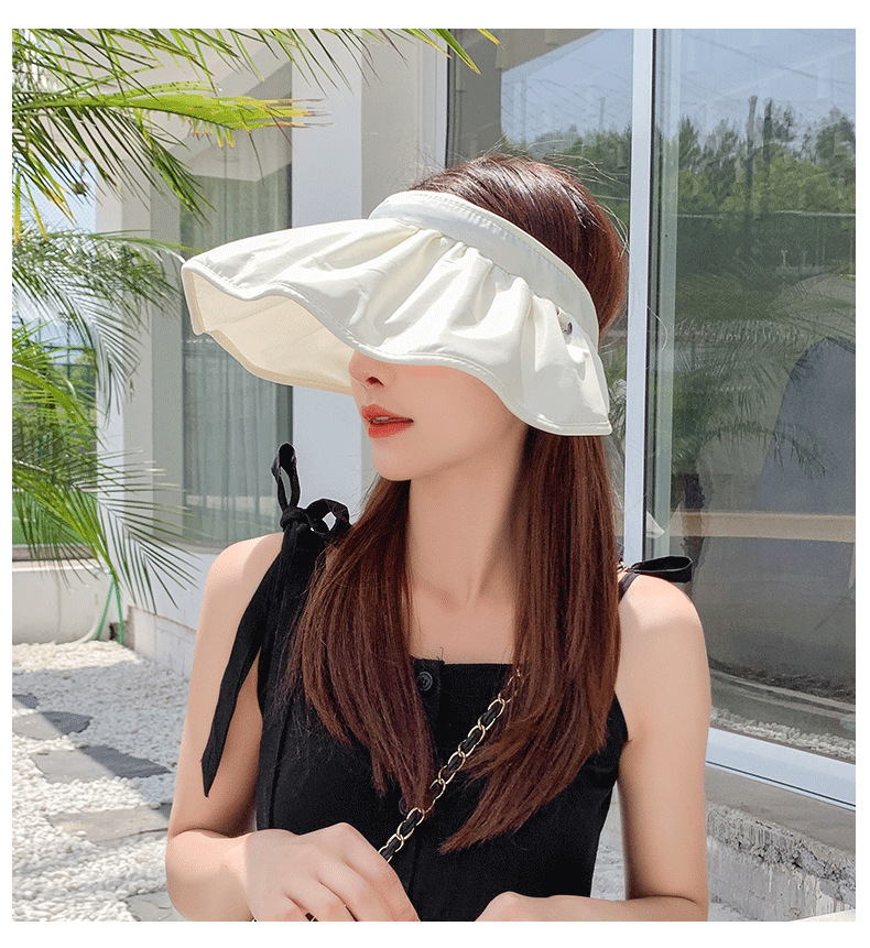 Factory Wholesale! Foldable Sun-Proof Face Cover Sun Hat Tide Shell Bucket Hat UV Protection Crownless Sun Hat
