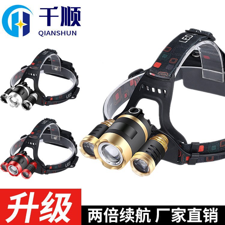 Outdoor T6 Lithium Battery Major Headlamp High Power Waterproof Aluminum Alloy Fishing Hunting Rechargeable Headlight